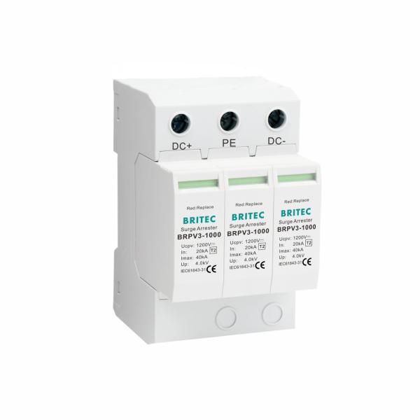 BRPV3-1000 DC Surge Protection Device with DC 1200V Max Voltage, Plug-in Modular Design, Surge Protection Dc
