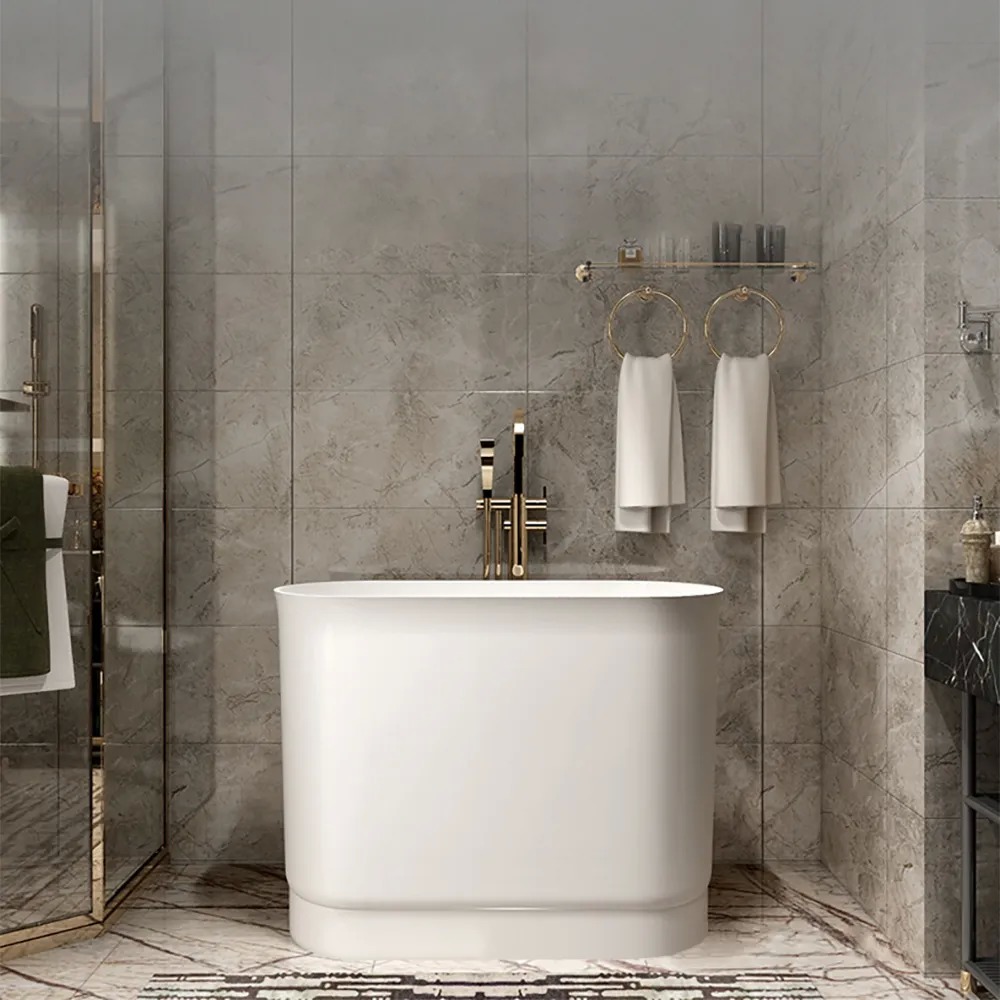 Compact Deep Soaking Freestanding Garden Tub Oval For Bathroom Renewable