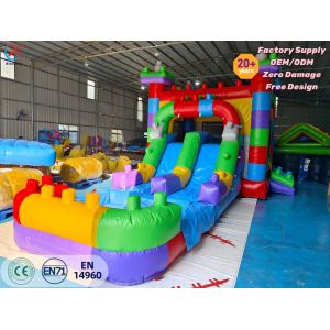 New Design Lego Block Colorful Inflatable Bounce House Dry Water Slide
