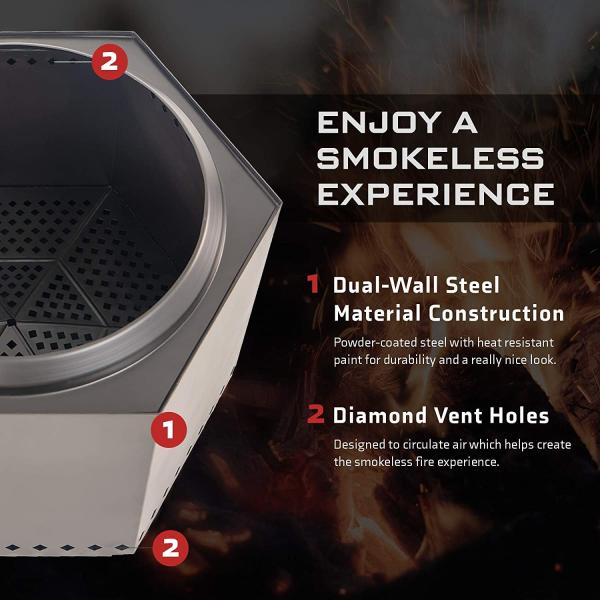 Double Stainless Steel Wood Burning Smokeless Fire Pits With Bottom Stand