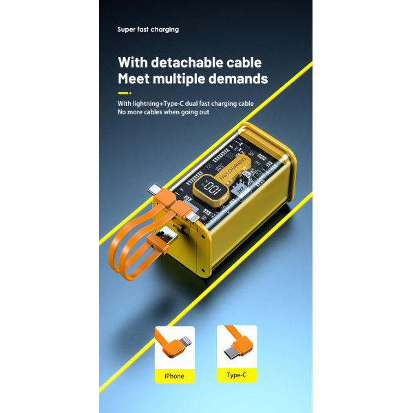 Mobile Phone Portable Power Bank Quick Charge Transparent 22.5W 16000mah