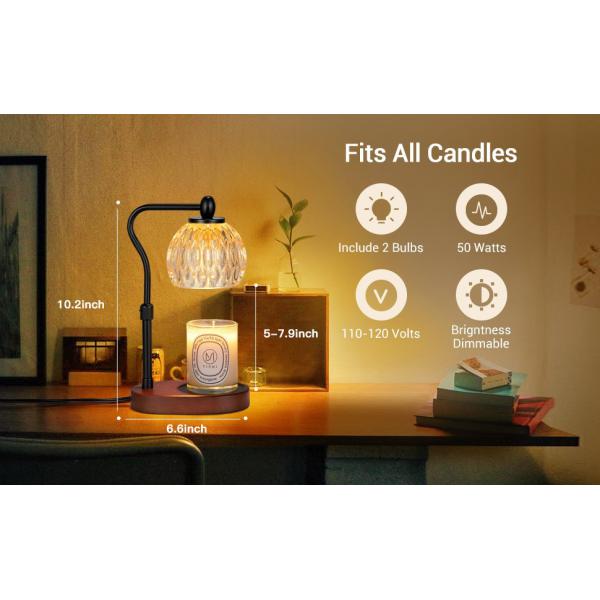Luxury Glass Candle Warmer Lamps Electric Wood Base Fragrance Aroma Burner Wax Tart Warmers