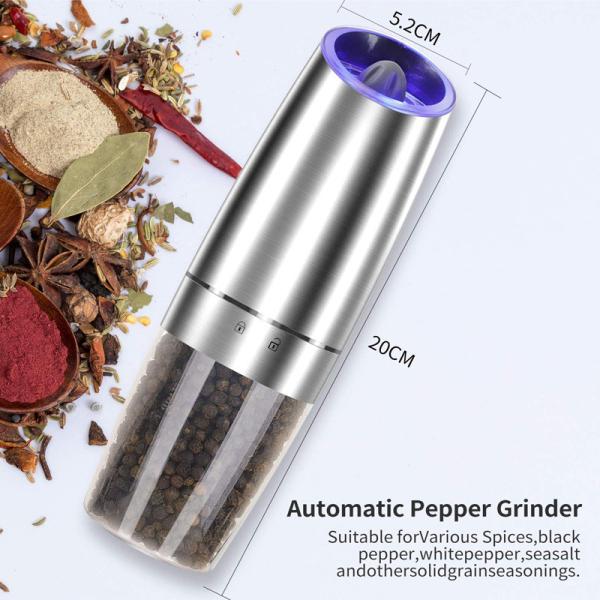 Sustainable Kitchen Spice Salt Grinder with Blue Light Electric Salt Pepper Grinder Set