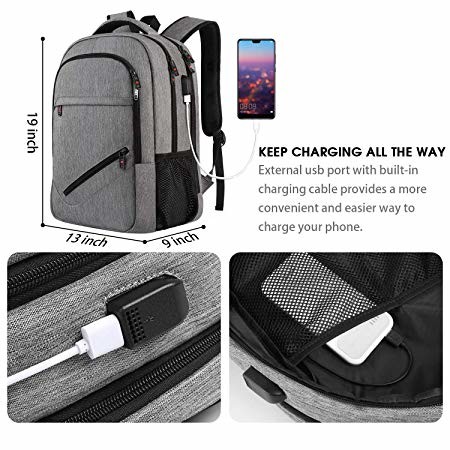 Black Business Laptop Backpack School Bag Spacious Packing For Notebook