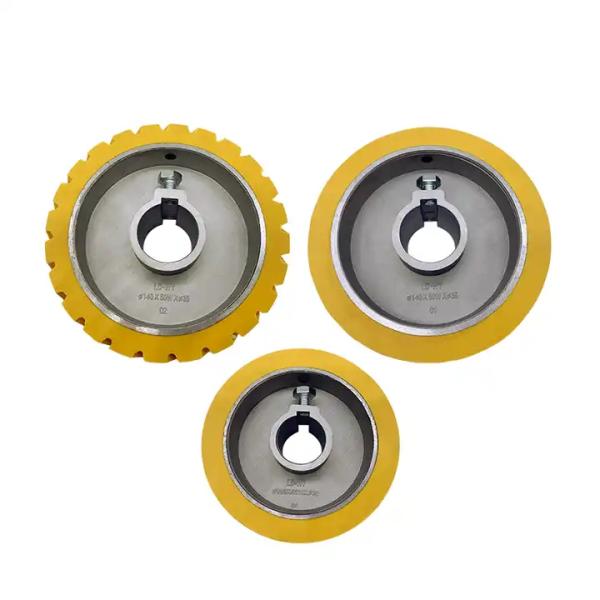 Yellow Feeding Roller Rubber Wheel With Aluminum Core For Woodworking Double Side Planer Machine
