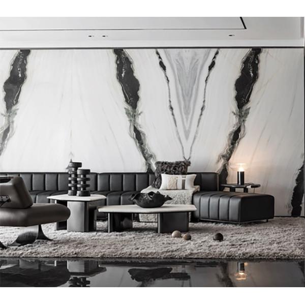 Плита камня мрамора черных лестниц настила стены панды вен белых мраморных белых естественная