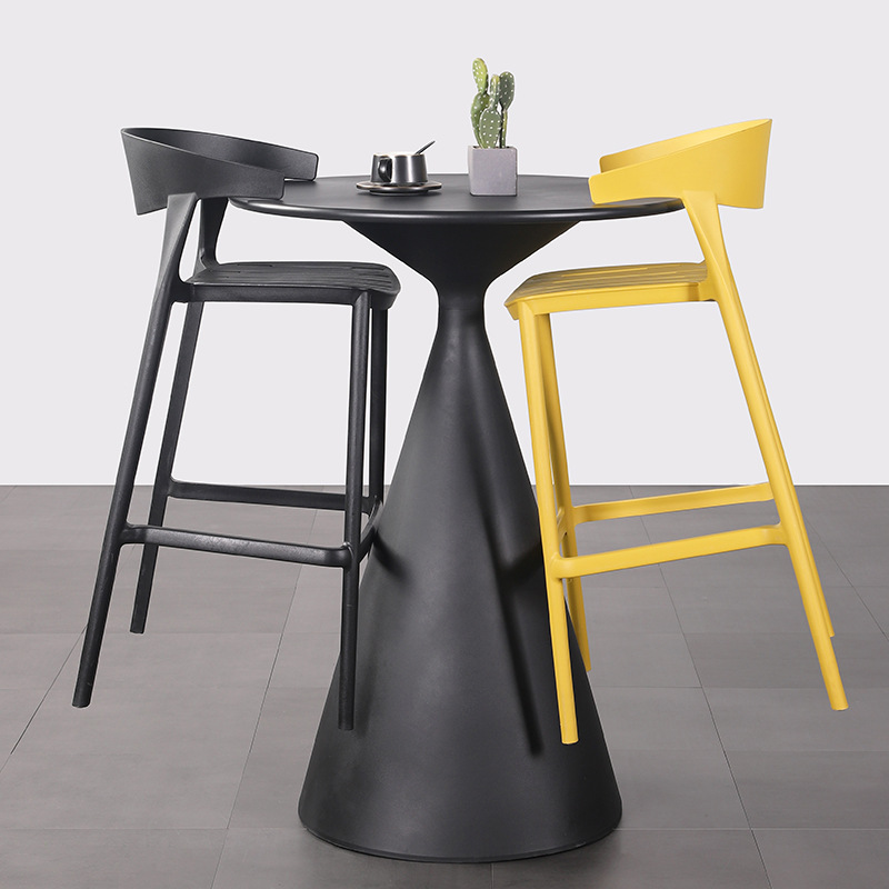 Outdoor Minimalist Bar Table Home Balcony Waterproof and Sun-proof Small Round Table 112cm High Table for Bar and Coffee