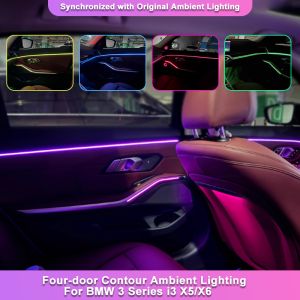 CF Dynamic Ambient Lighting Kit for BMW G20 G05 G06 G07 with OEM Synchronized Multi-Color Dynamic RGB Cabin Illumination and Plug and Play Installation