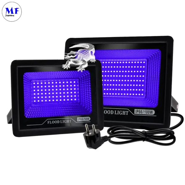 3-Second Fast Curing IP66 Waterproof 395nm UVA Adjustable Mounting 100W UV LED Flood Light for Instant Coatings and Building Material Bonding