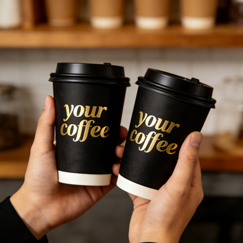 Custom Logo Printing Double Wall Coffee Paper Cup with Food Grade Material for Eco-Friendly Disposable Use
