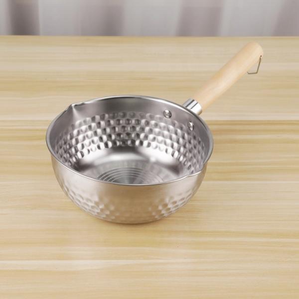 Non Stick Japanese Sauce Pan Stainless Steel Restaurants Soup Cooking Pot With Wooden Handle