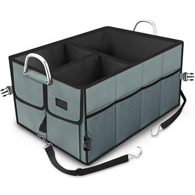 Grey Color Minivan / Car Trunk Organizer Bag Auto Trunk Storage With Straps