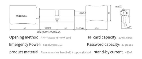 Keyless BLE Password Cylinders TT Lock App Frameless Glass Door Locks
