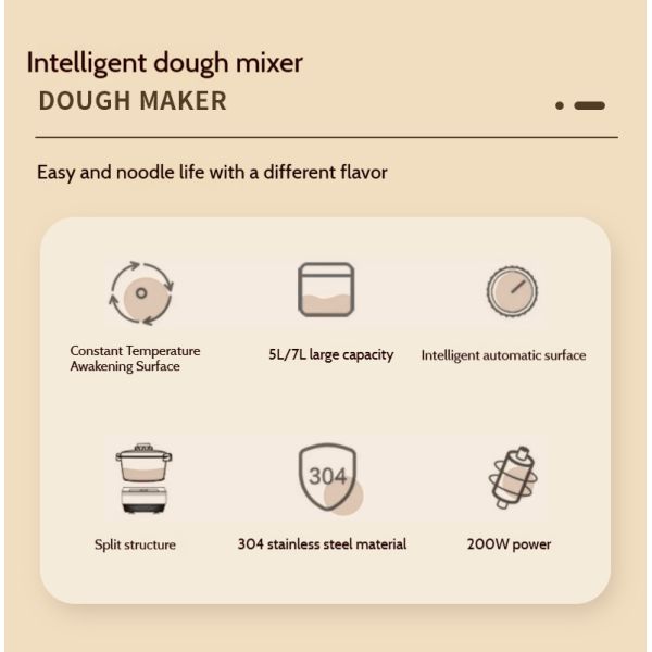 5L Flour Kneading Machine Multifunctional Small 200W With Smart Touch