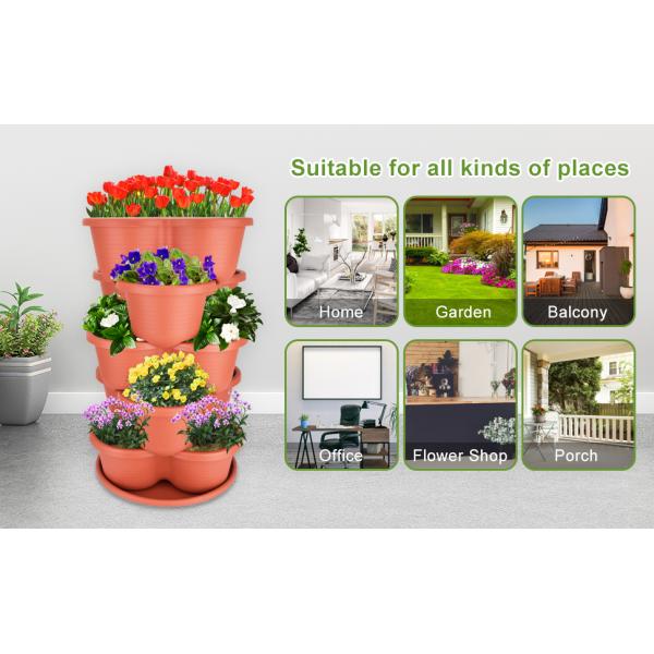 Stackable Planter, Vertical Garden Planter, Strawberry Planter, Indoor/Outdoor, 5 Tier Garden Tower, Herb Plant