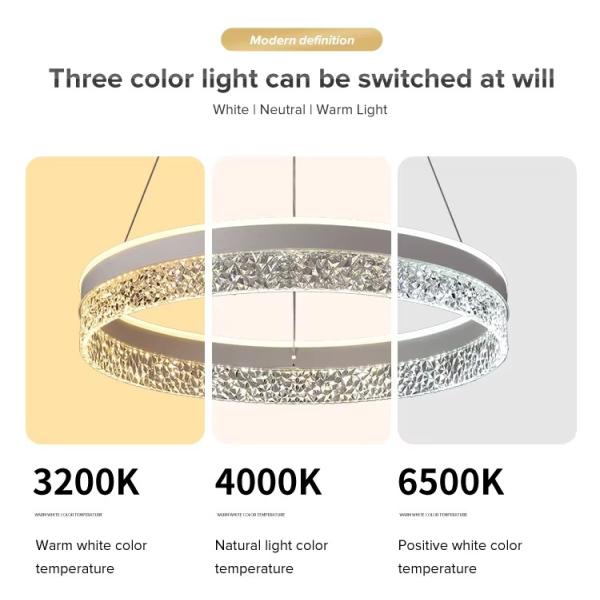 Conception minimaliste Chambre de séjour intérieur Cercle Chambre de jeux Chandelier acrylique Lumière pendentive à l'odeur dorée