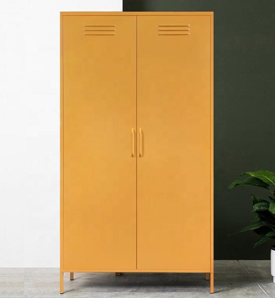 1.0mm Steel Storage Cabinet Bedroom Clothes 2 Door Metal Wardrobe