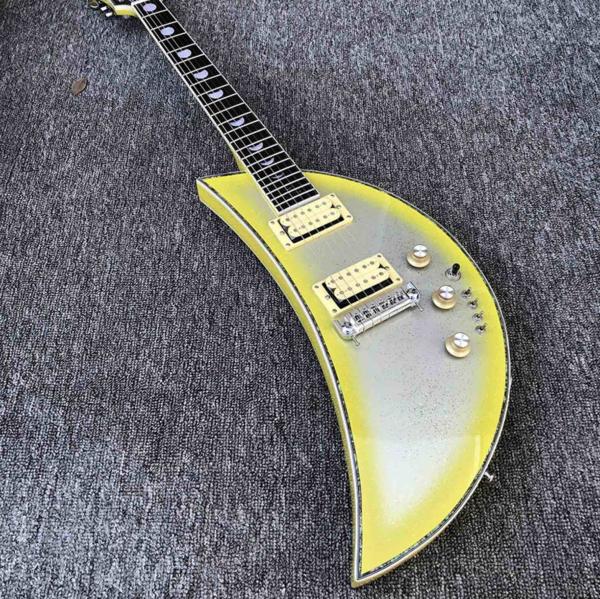 Outlet 6 string electric guitar moon guitar in silver paint rosewood fingerboard kinds color is available free shipping