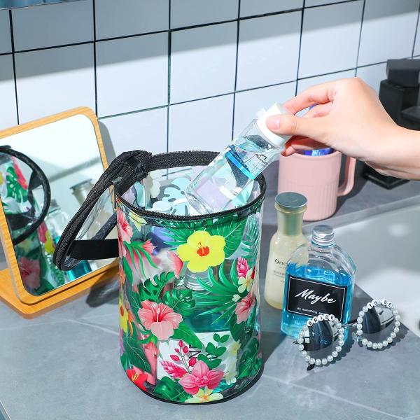 Clear Beach Makeup Bag Waterproof Toiletry Bag PVC Cosmetic Bag with Beach Survival turtle Sailboat Hawaiian Floral