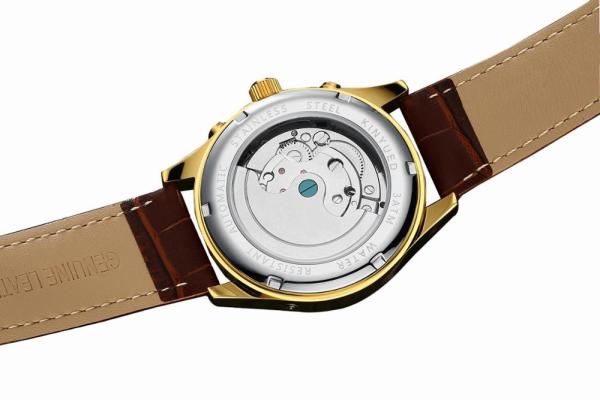 KINYUED Business Power Reserve Automatic Movement Luxury Watches For Men Automatic Skeleton Watch