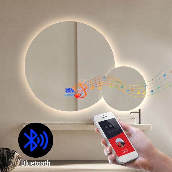Twin Circle Illuminated LED Backlight Bathroom Mirror IP44 For Hotel Villa Project