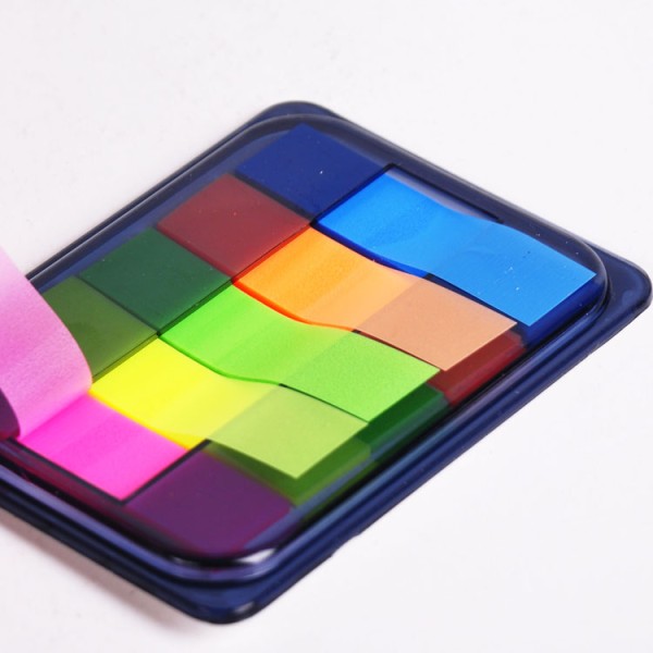 Good quality wholesale different shape fluorescence 5 colors plastic bookmark stick notes
