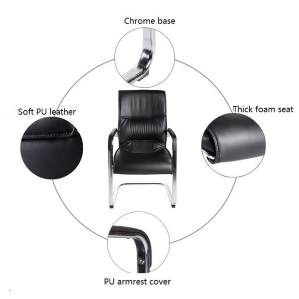 Staff High Back 3 in 1 Ergonomic Office Chair Adjustable Waiting Area Black Sofa