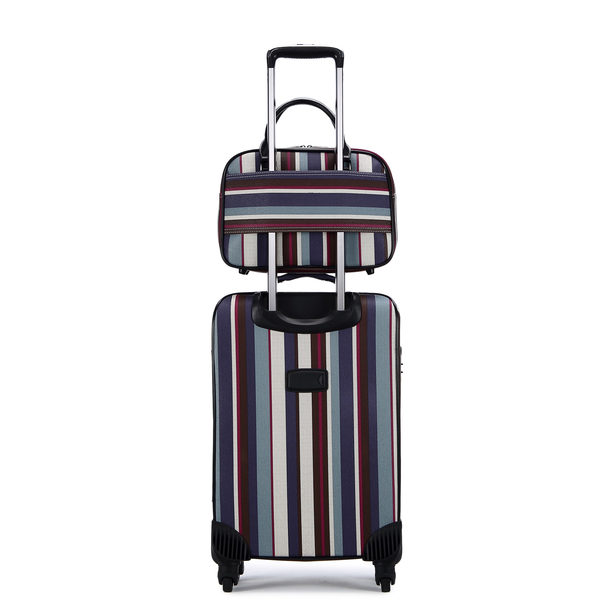 2 Piece Business Travel Luggage Set Leather Carry-On Suitcases with Spinner Caster Boarding Case for Meetings
