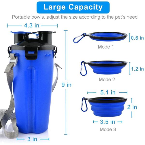 El perro plegable del agua del viaje del animal doméstico rueda 2 en 1 M azul Size