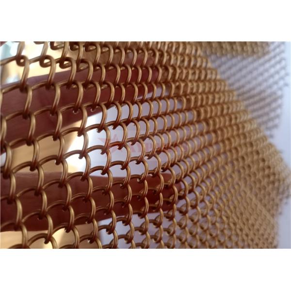 Corrosion Resistant Coil Metal Mesh Curtains Gold Color For Interior Decoration