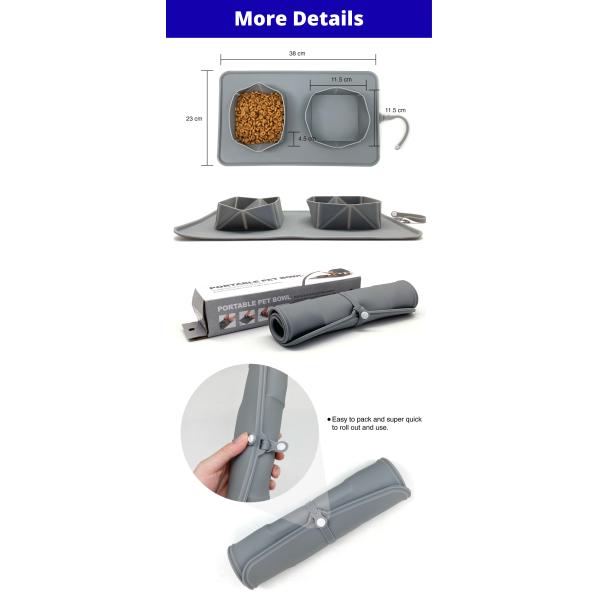 Collapsible Silicone Travel Outdoor Pet Portable Double Travel Water And Food Bowl