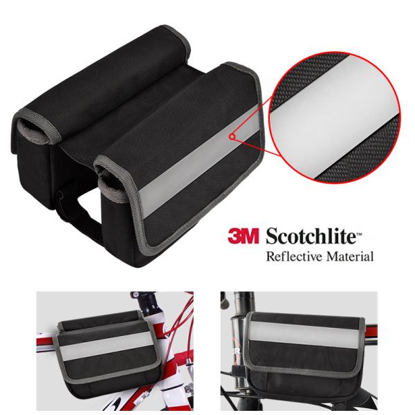 Large Phone Bike Bag OEM Waterproof Rear Under Seat Reflective Strip Pouch For Cycling 7X6X5