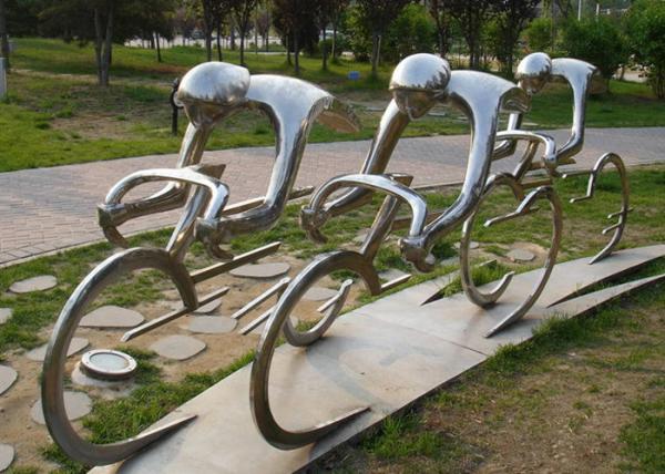 Escultura abstrata do ciclista do metal de aço inoxidável para a decoração do jardim