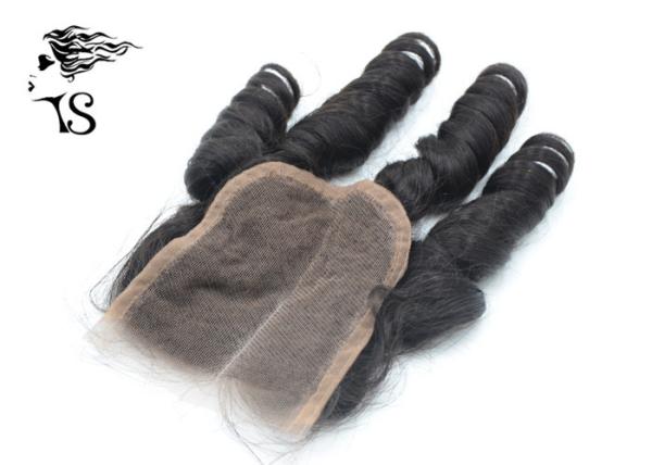 Off Black French Curly Lace Frontal Closure , 7A 4x4 Lace Frontal Hair Closure