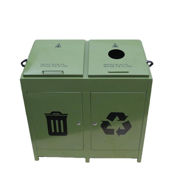 2020 New style waste cans price bear proof dust bins two compartments with locks steel metal garbage bins