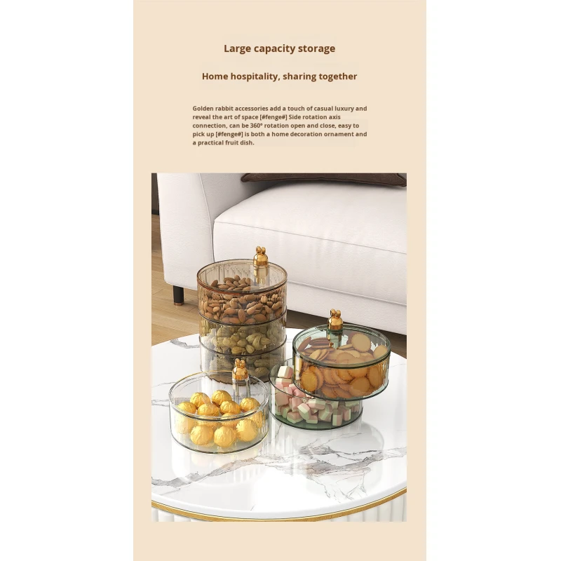 Multi-Layer Rotating Compartmentalized Modern Sustainable Round Jewelry Box Creative Plastic Food Container