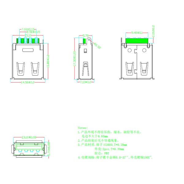 4P Mini Micro USB Connector White Plastic Insert Usb Type Connector