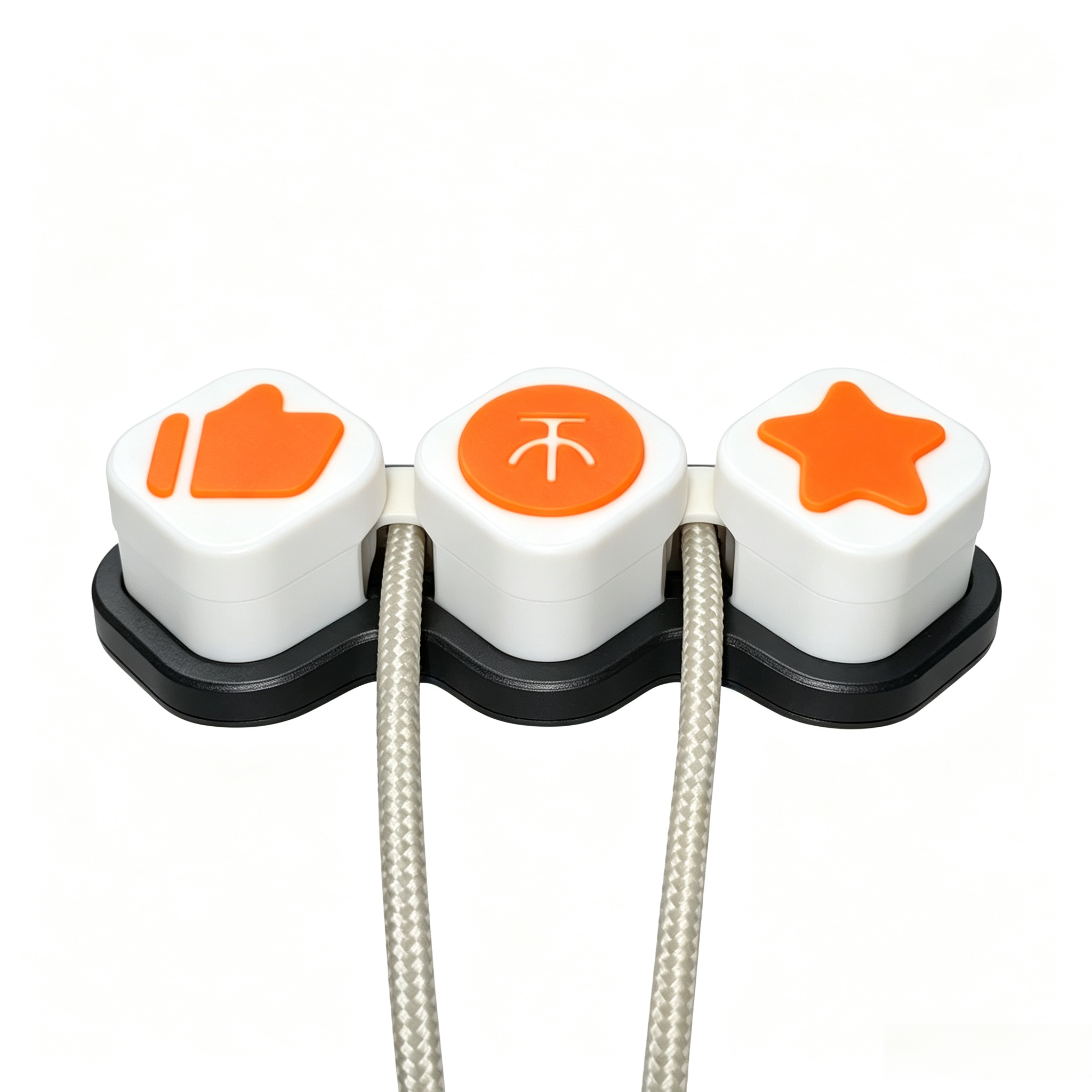 Child Safe 3d Printed Office Accessories Triple Cable Clip Organizer For Desktop