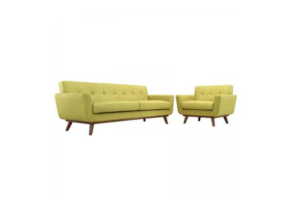 Mid - Century Style Reclining Sectional Sofas , Modern Yellow Fabric Recliner Sofa