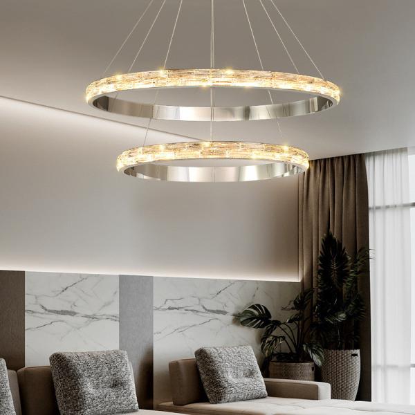 Modern Hotel Lobby Crystal Chandelier Villa Living Room Loft Staircase Round Ring Chandelier Pendant Lighandelier