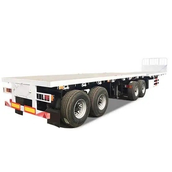8.12.16 Tire 3/4 Axle 60 Ton Container Transport Flat Deck Truck Trailer Semi