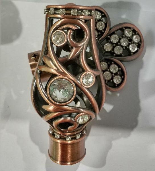 25mm Round Metal Decorative Curtain Rod Ends Copper Rose Gold Material ODM