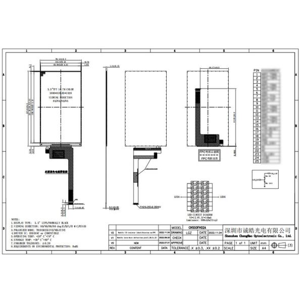 Full HD 5,5 дюймовый TFT LCD дисплей 1080*1920 LTPS 25pin Высокая яркость экрана