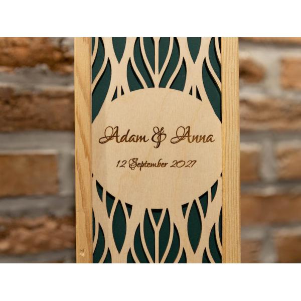 Rectangle Wooden Wine Box with Burned Printing Personalized Anniversary Wedding