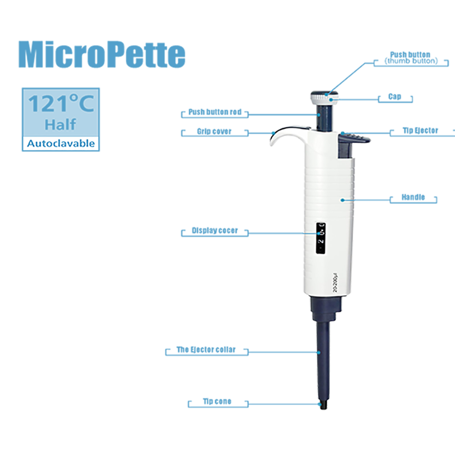 Adjustable Variable Volume Micro Pipette New Manual Single Channel Laboratory Micropipette Plastic Glass for Medical Use