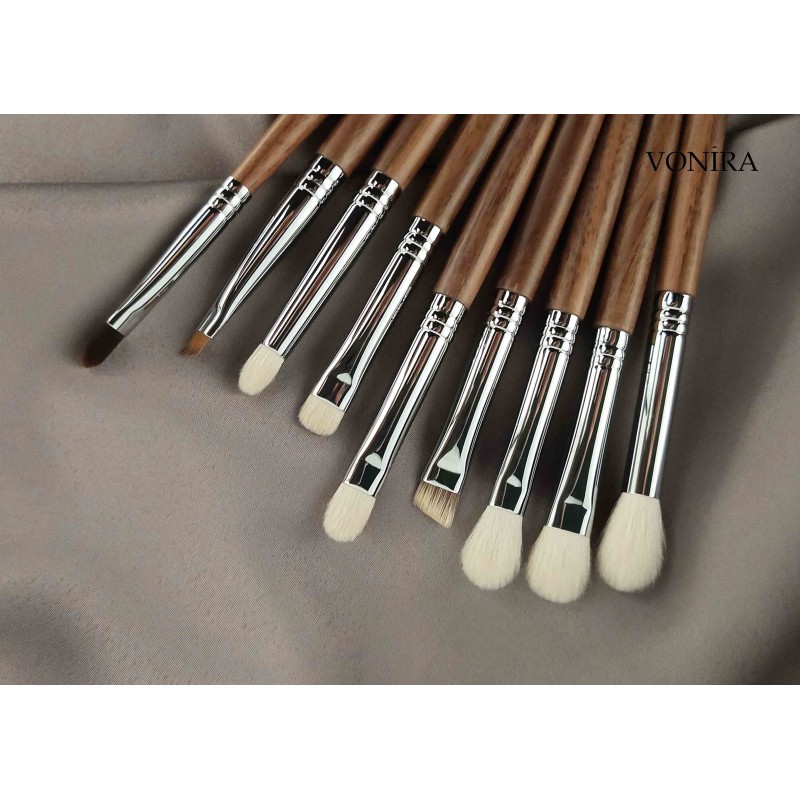 Vonira Custom Wholesale Natural White Goat Hair Brown Ebony Handle Face Makeup Powder Bronzer Brush