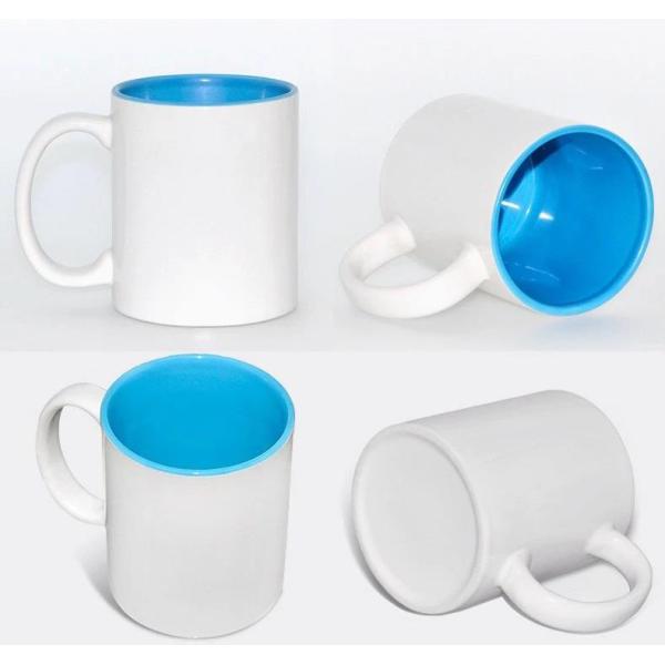 Ранг кофейную чашку 11oz кружки сублимации внутреннего цвета керамическую DIY с белой ручкой
