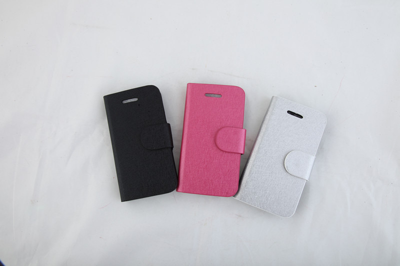 Silk Print PU Leather Wallet Case For IPhone 4 Protective Screen Cover