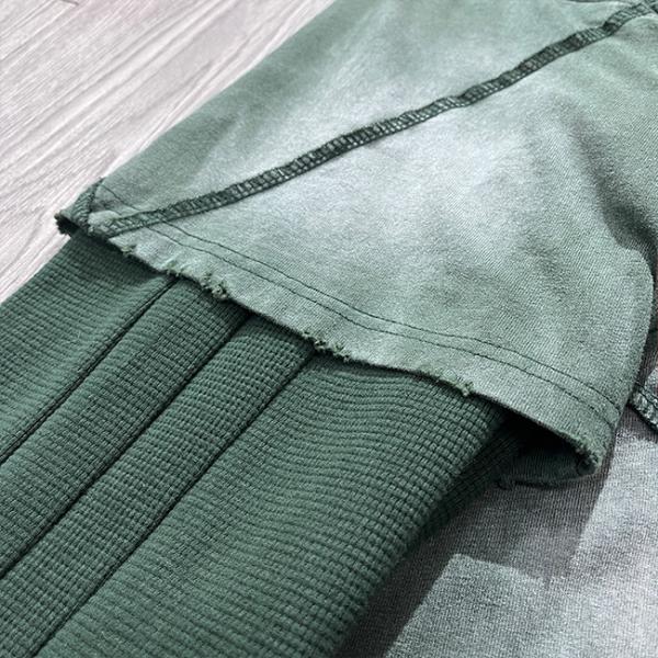 Custom Applique Embroidery Acid Washed Vintage Distressed Boxy Fit Oversized Double Layer Waffle Sleeve Tee Long Sleeve T Shirt