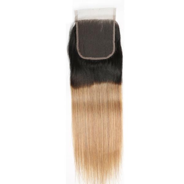 1b 27 partes retas do cabelo do fechamento do laço do Virgin 4x4 para o cabelo de diluição das mulheres
